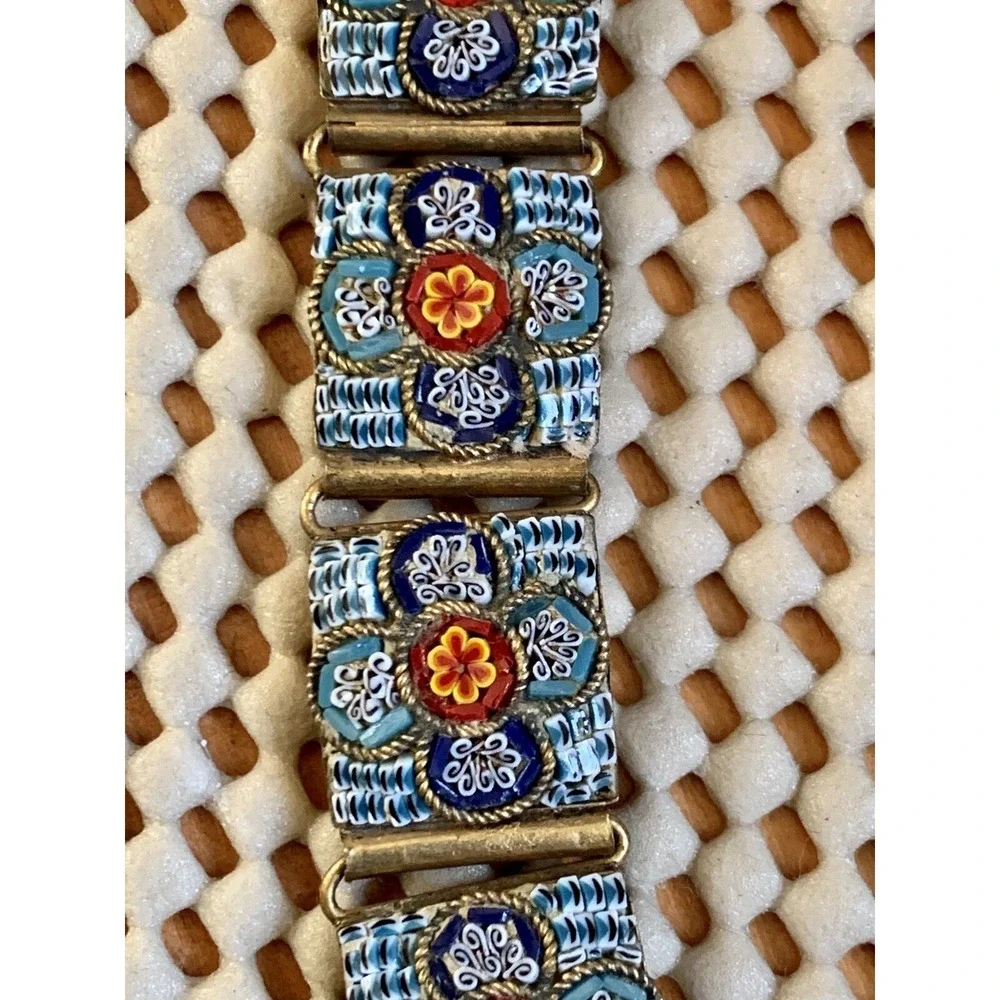 Vintage Antique Italian Micro Mosaic Bracelet 7.5